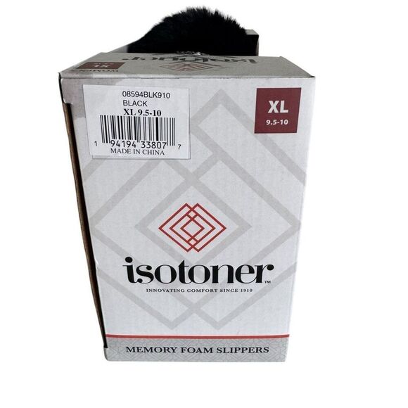 Isotoner Women’s Classic Comfort Memory Foam Slippers Size 9.5/10 Black - Picture 3 of 7